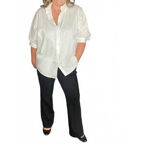 NEW BEFORE YOU COLLECTION oversized 3/4 sleeve button up top in white